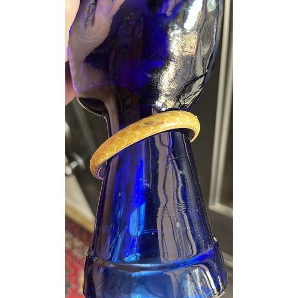 Women's Vintage Yellow Snakeskin Italy Mod. Dep 24KT Gold Plated Bracelet Gucci - Picture 5 of 12